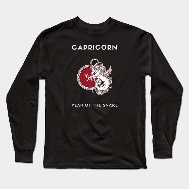 CAPRICORN / Year of the SNAKE Long Sleeve T-Shirt by KadyMageInk